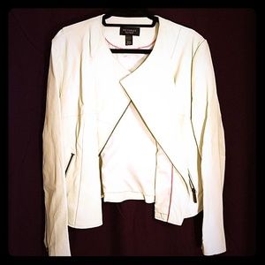 White leather moto jacket